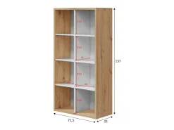 Clearance Dmora Estante Sacramento, Estante reversível com 8 compartimentos, Móvel TV multiposições, 72x33h137 cm, Carvalho com efeito nó e Branco Castanho
