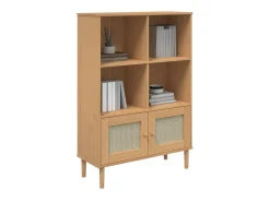Biblioteca| Estante SENJA aspeto de vime 90x35x130 cm pinho maciço PT126144 Castanho