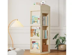 New ModernLuxe Estante 63x41x142 cm - Rotaçã​​o 360° - Prateleira para livros de imagens - Armazenamento superior - Natural Natural claro