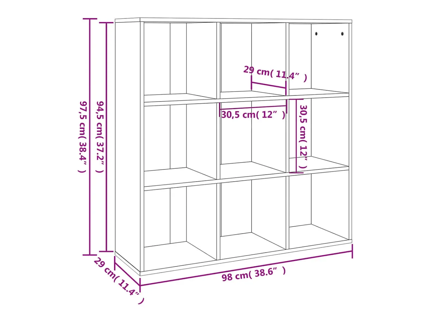 Vitrina*vidaxl Estante 98x29x97,5 cm cor carvalho fumado Castanho