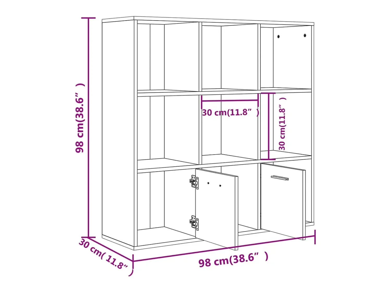 Vitrina|vidaxl Estante 98x30x98 cm cor carvalho fumado Castanho