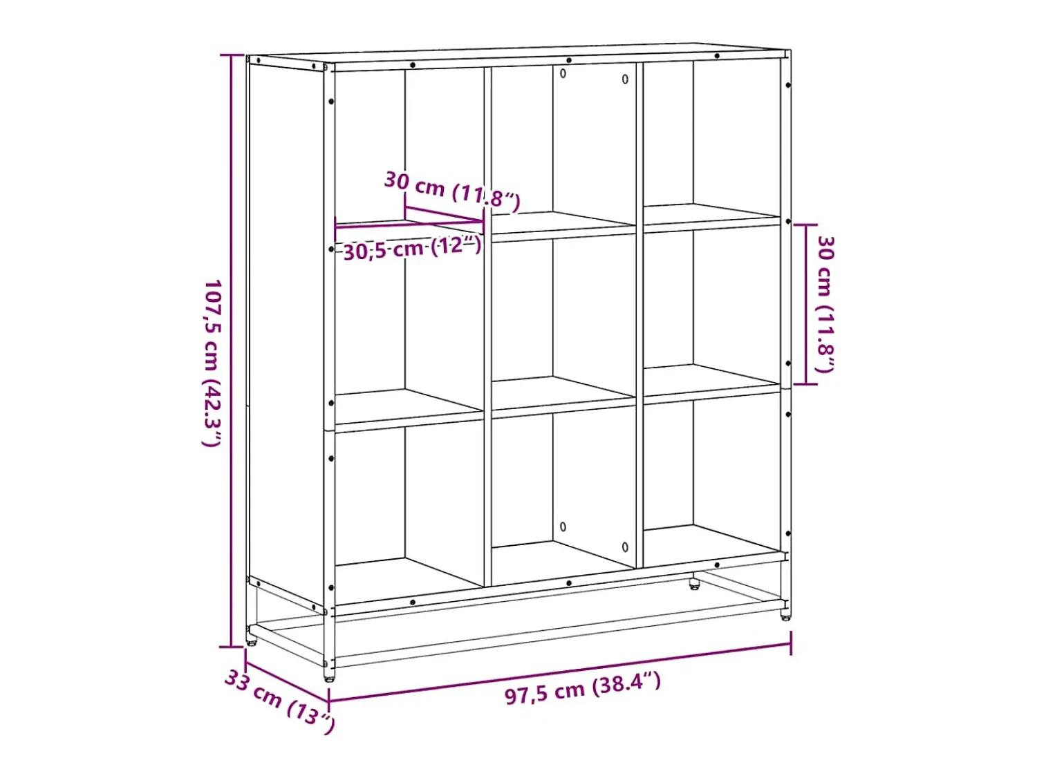 Biblioteca|vidaxl Estante 97,5x33x107,5 cm deriv. madeira/metal carvalho sonoma Castanho