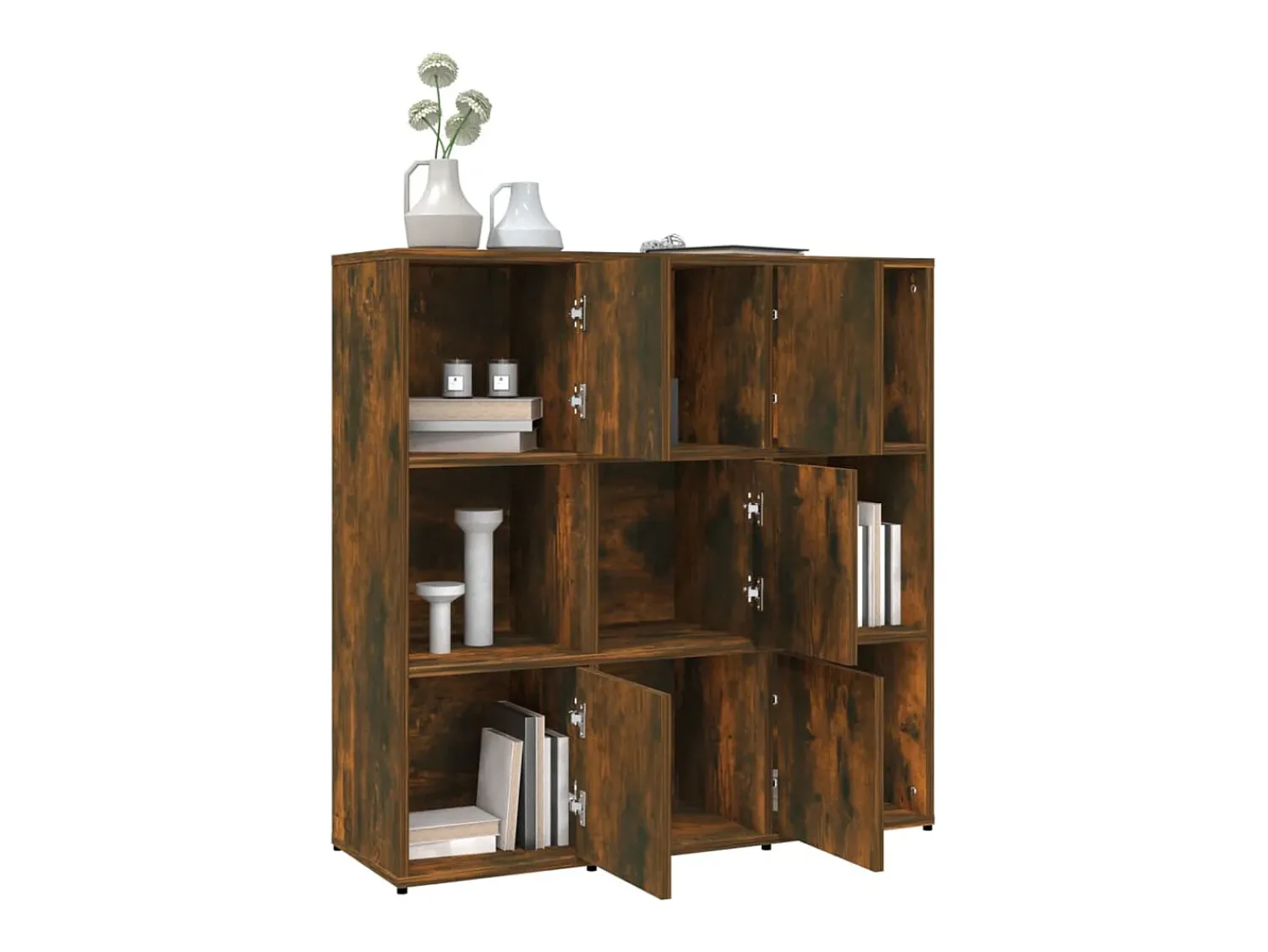 Biblioteca| Estante 90x30x90 cm derivados de madeira carvalho fumado PT402517 Castanho