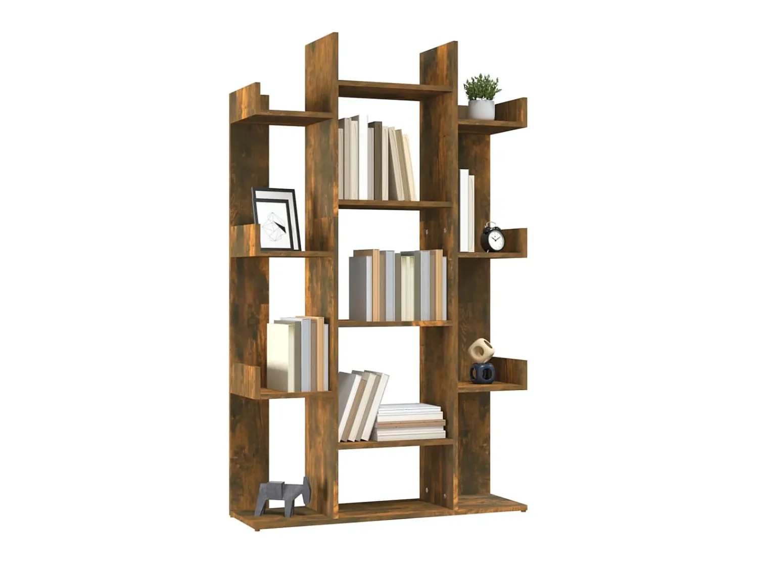 Biblioteca| Estante 86x25,5x140 cm derivados de madeira carvalho fumado PT808560 Castanho