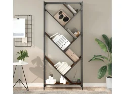Biblioteca| Estante 79x30x180 cm derivados de madeira/metal carvalho fumado PT753325 Castanho