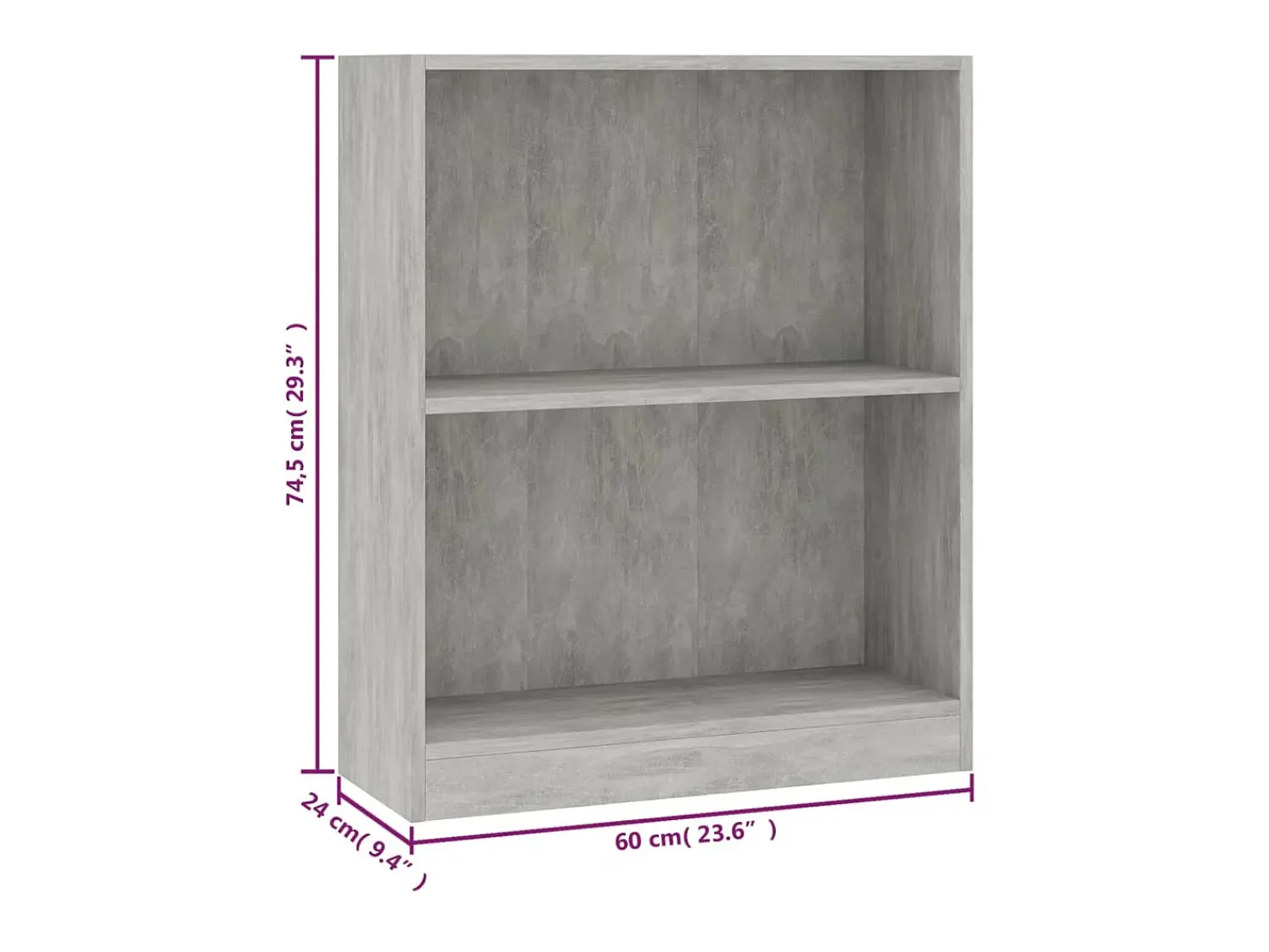 Estante 60x24x76 cm madeira processada cinza cimento PT106667^ Biblioteca