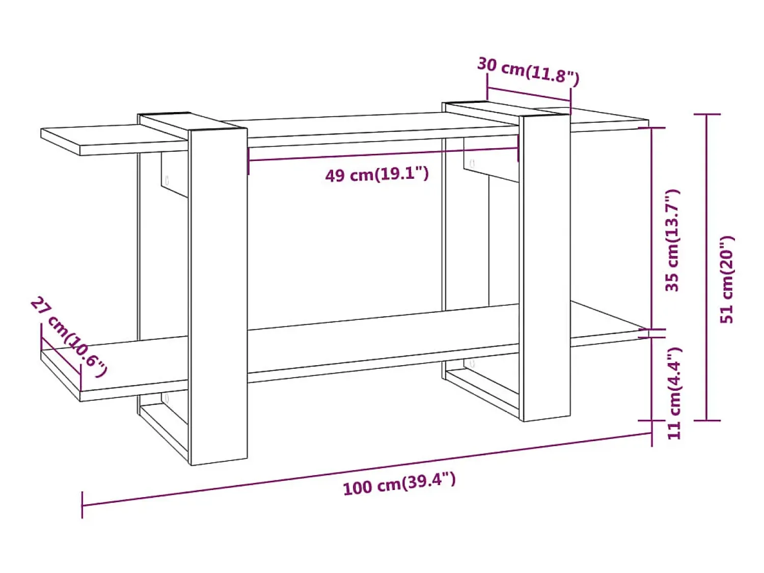 vidaxl Estante 100x30x51 cm madeira processada cinza cimento^ Vitrina