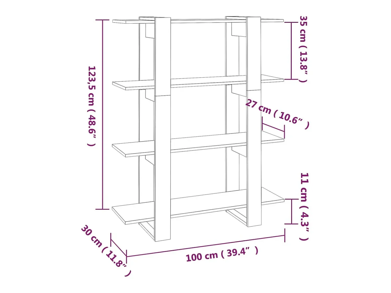 Prateleira|vidaxl Estante/divisória 100x30x123,5 cm Branco