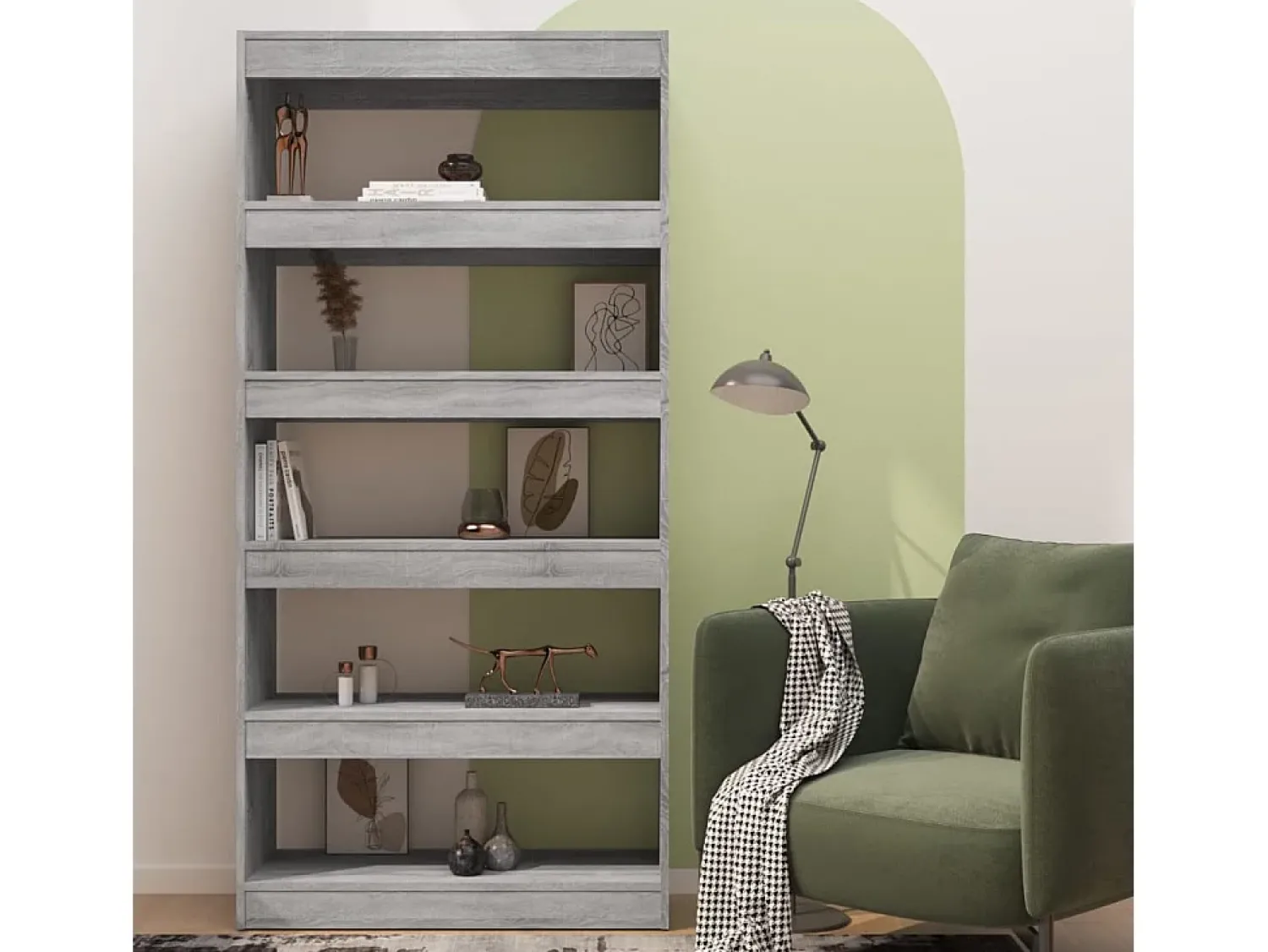 Biblioteca* Estante/divisória 80x30x166 cm contraplacado cor sonoma cinza PT641351 Cinzento