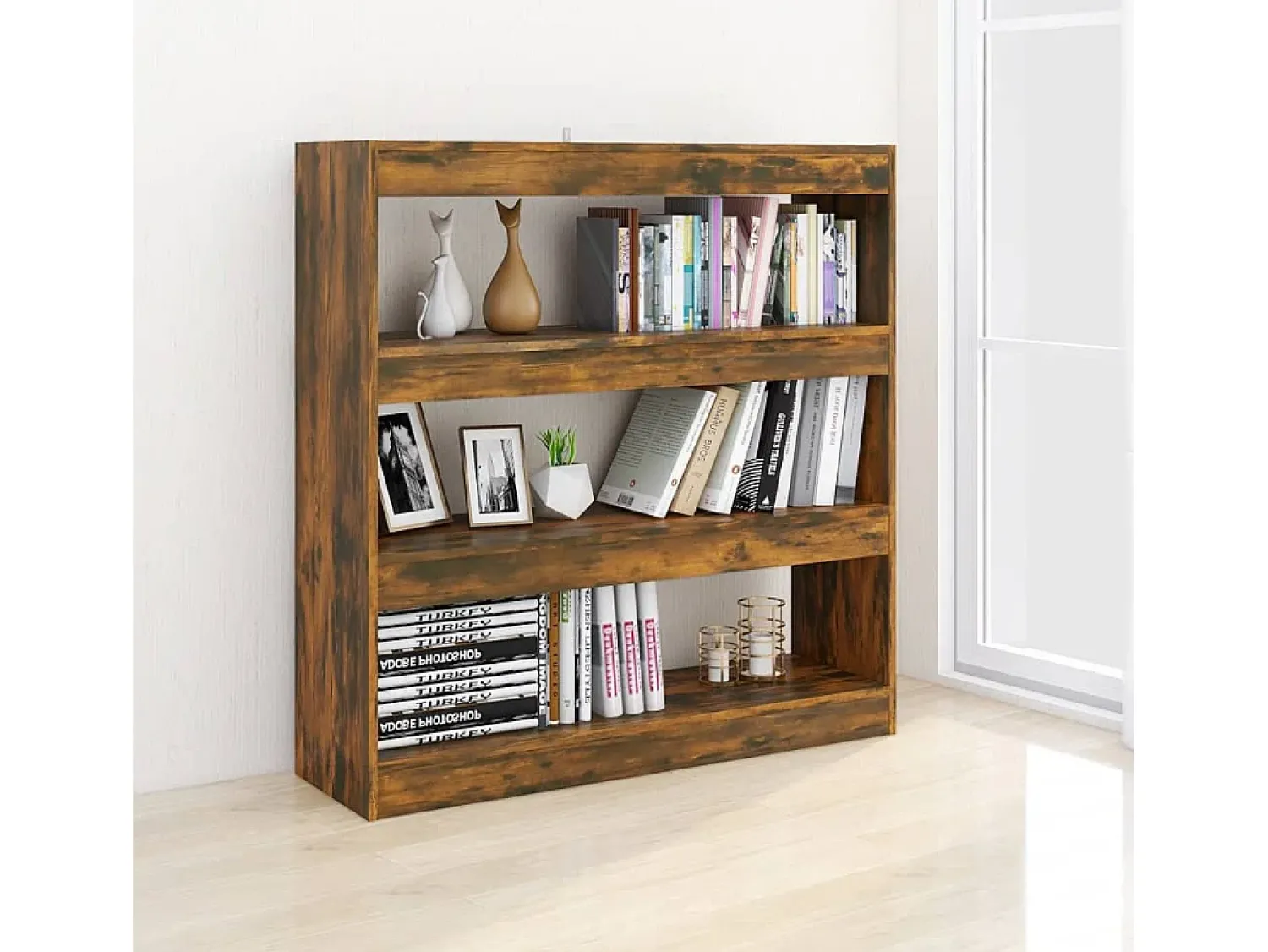 Biblioteca| Estante/divisória 100x30x103 cm cor carvalho fumado PT953487 Castanho