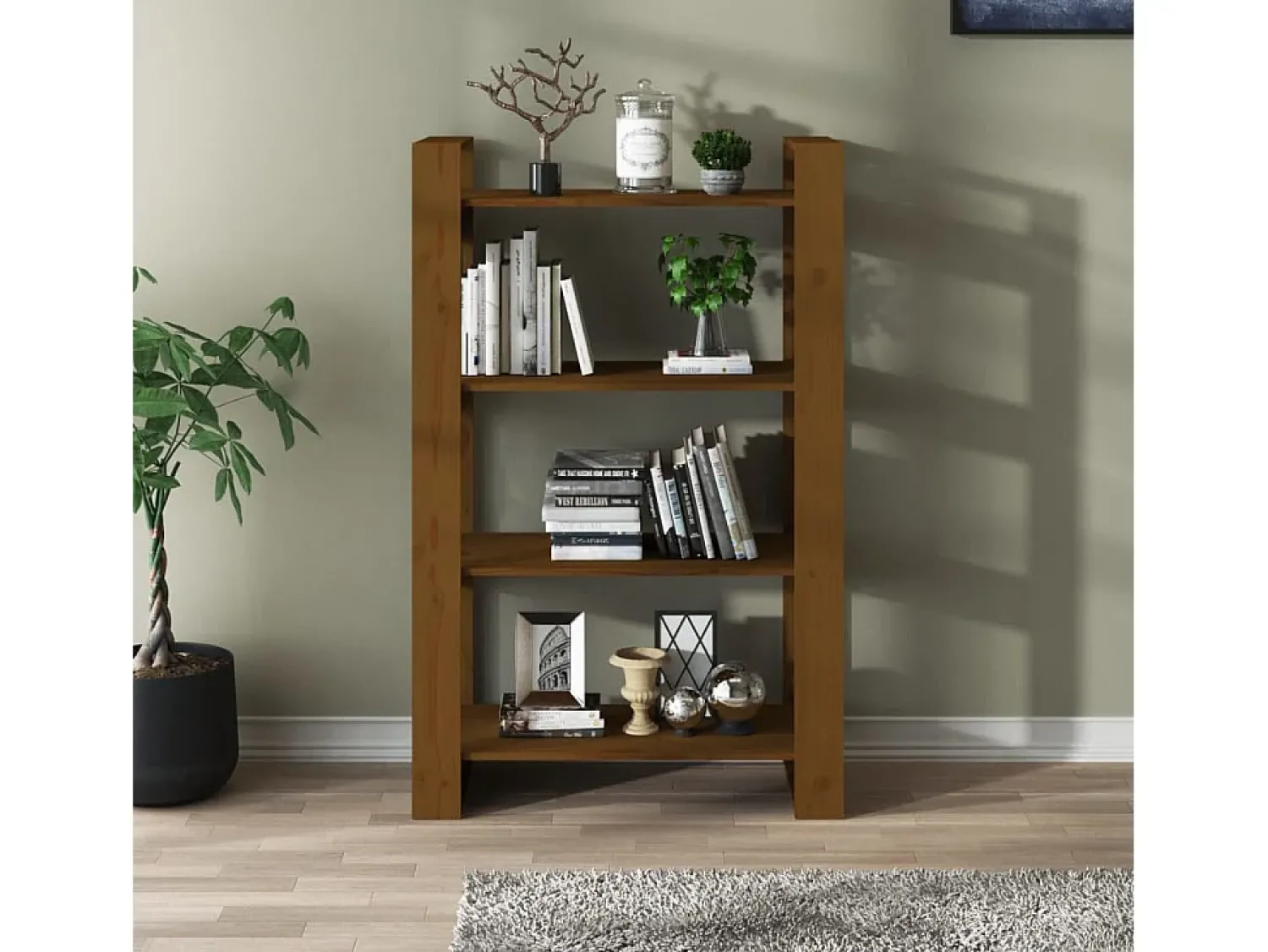 Biblioteca* Estante/divisória 80x35x125 cm madeira maciça mel PT772448 Castanho