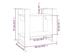 Outlet vidaxl Estante/divisória 60x35x57 cm pinho maciço Preto