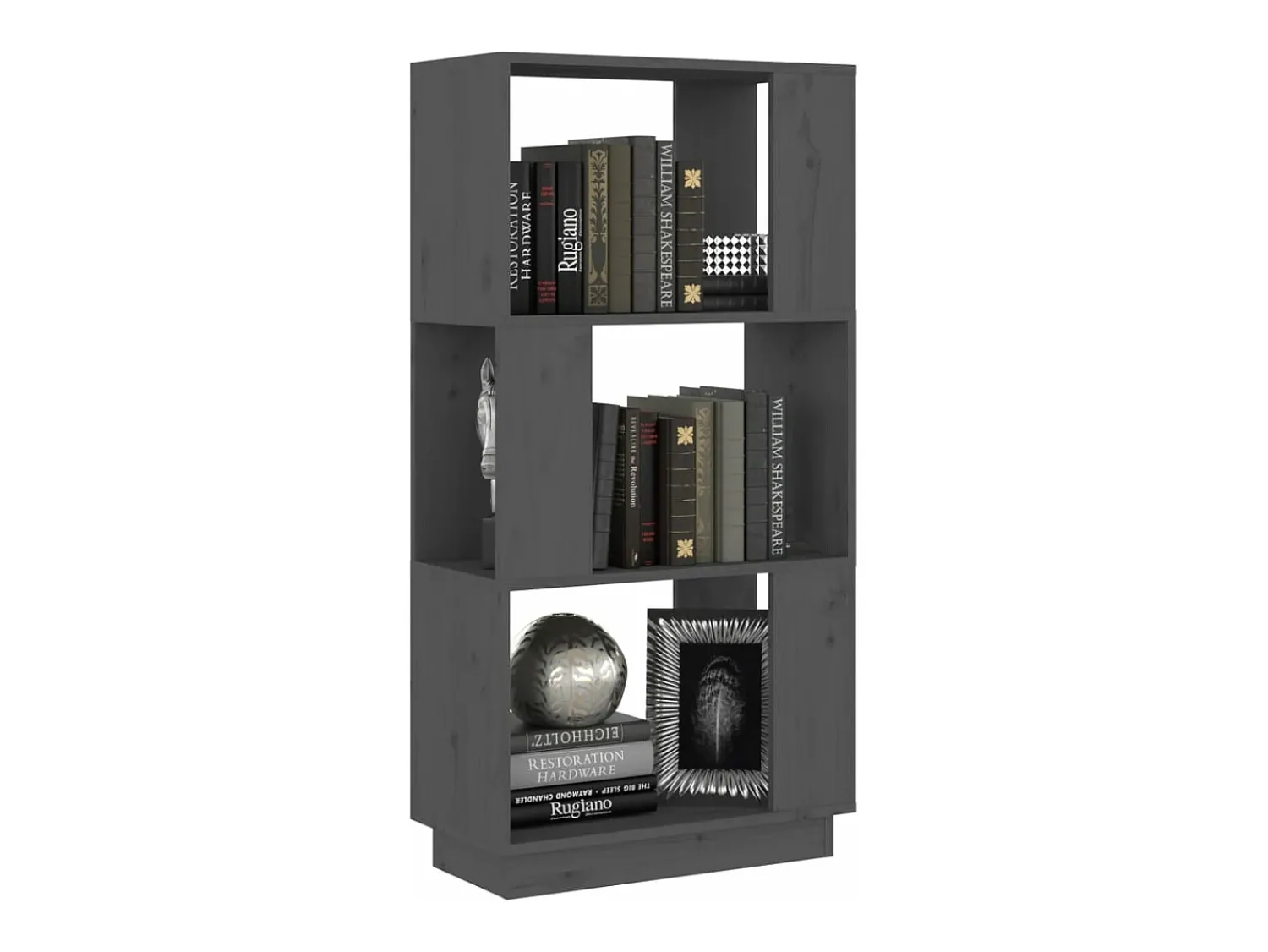 Prateleira|vidaxl Estante/divisória 51x25x101 cm pinho maciço cinza Cinzento