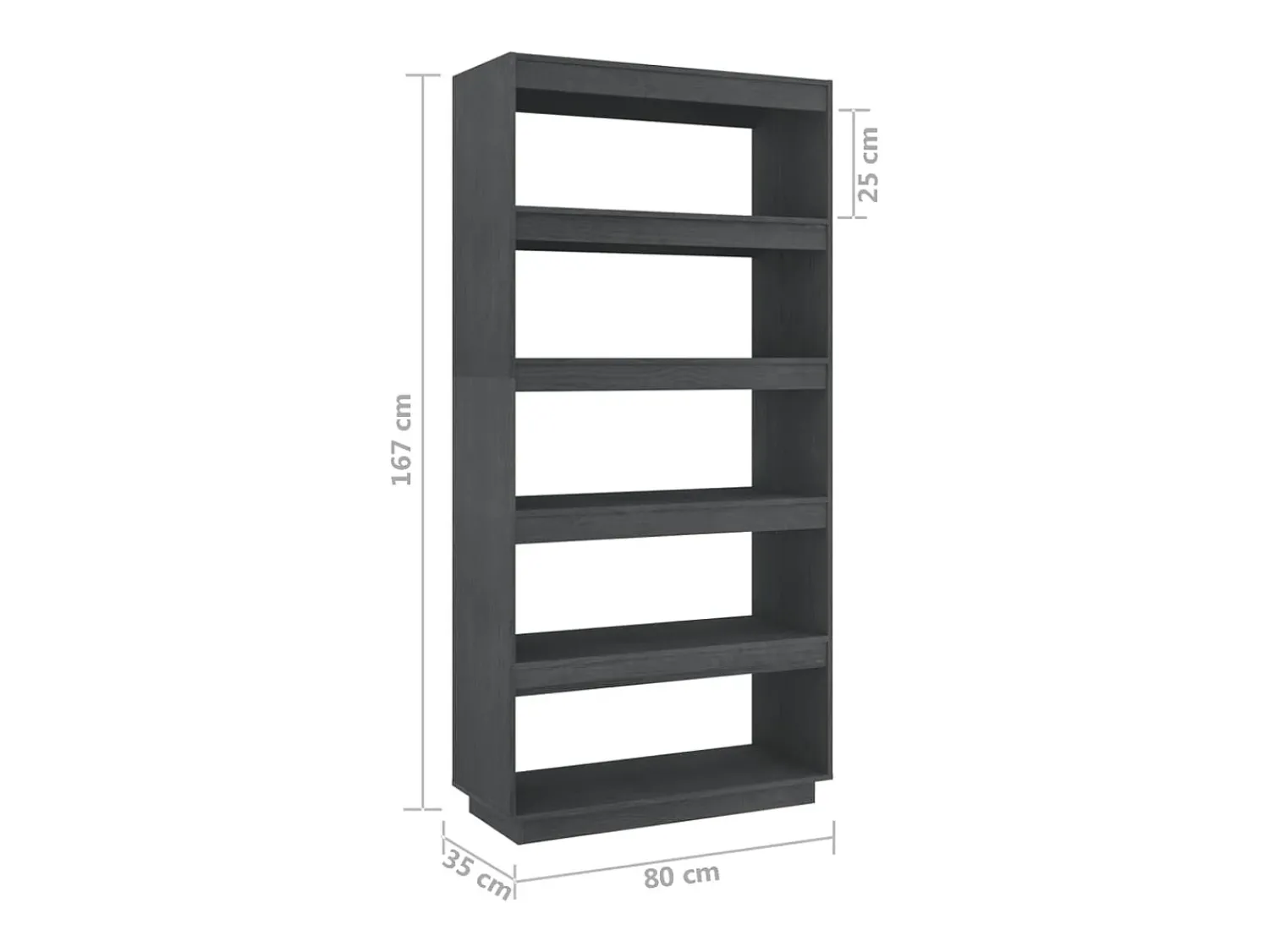Discount vidaxl Estante/divisória 80x35x167 cm pinho maciço Cinzento