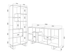 Prateleira*Skraut Home Estantes de prateleiras , 174x67x31, Design industrial, Carvalho escuro e Preto Castanho
