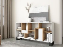 Prateleira|Skraut Home Estantes de prateleiras , 174x67x31, Design industrial, e Carvalho Branco