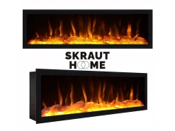 Skraut Home Estantes de prateleiras, 170x25x186cm, Sala de estar - Escritório, Lareira eléctrica, Carvahlo e preto^ Biblioteca
