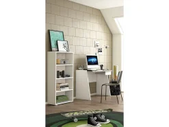 Biblioteca*Dmora Etante Ddjuri, Biblioteca com 3 prateleira ajutávei, Etante de livro, Armário de parede com prateleira, 100% Fabricado em Itália, 60x30h130 cm, e Carvalho Branco