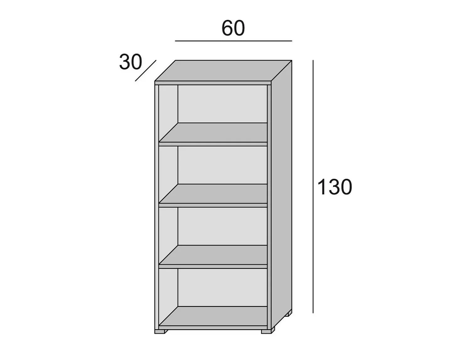 Dmora Etante Ddjuri, Biblioteca com 3 prateleira ajutávei, Etante de livro, Armário de parede com prateleira, 100% Fabricado na Itália, 60x30h130 cm, e Cimento^ Biblioteca