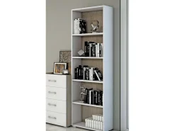 Biblioteca|Dmora Etante Dedjoum, Biblioteca com 4 prateleira ajutávei, Etante de livro, Armário de parede com prateleira, 100% Fabricado em Itália, 60x30h195 cm, e Carvalho Branco