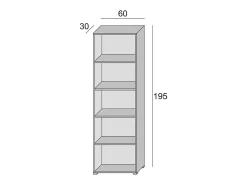Biblioteca|Dmora Etante Dedjoum, Biblioteca com 4 prateleira ajutávei, Etante de livro, Armário de parede com prateleira, 100% Fabricado em Itália, 60x30h195 cm, e Cimento Branco