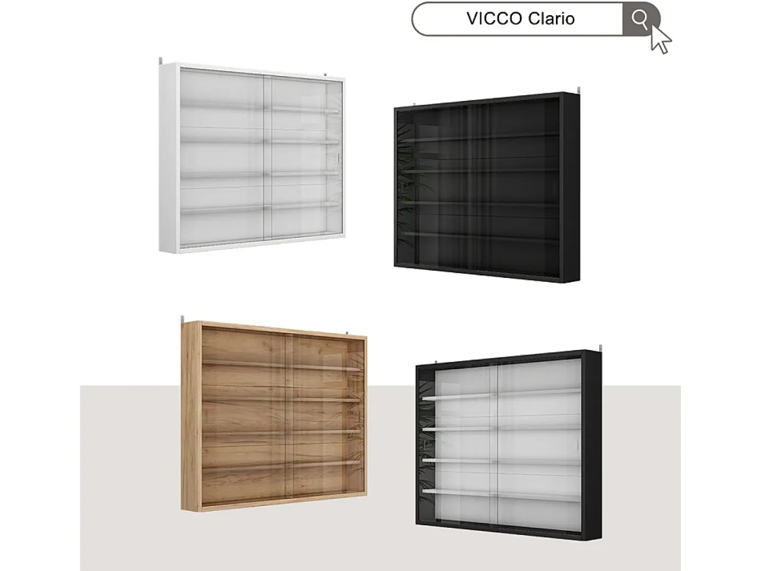 Vitrina|Vicco Expositor de parede /branco 80x10x60 showla Preto