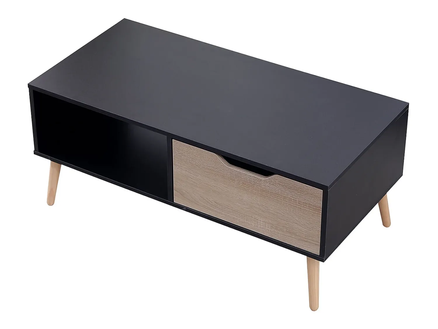 Mesa De Centro*Happy Garden FREJA mesa de café preta escandinava estilo escandinavo com gaveta Preto