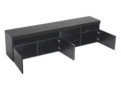 Clearance DripeX Gabinete de TV em MDF, com LED 4 modos 16 cores, 3 portas e 5 nicho, , 180x35x45cm Preto