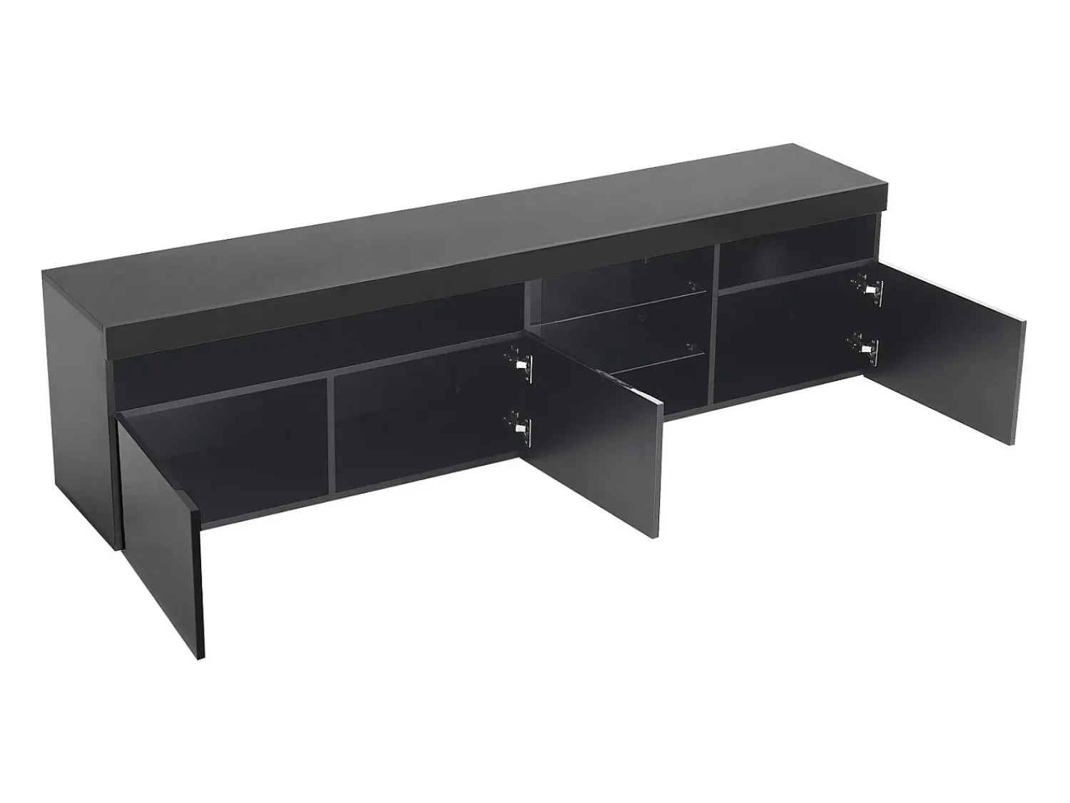 Clearance DripeX Gabinete de TV em MDF, com LED 4 modos 16 cores, 3 portas e 5 nicho, , 180x35x45cm Preto