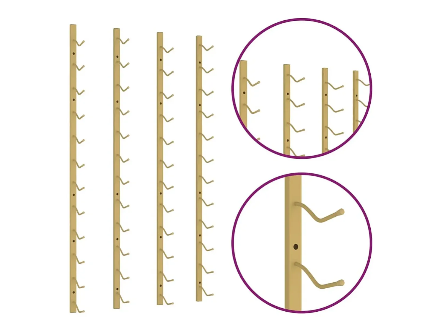 Acessórios De Arrumação|Acessório Vinho E Bar| Garrafeira de parede para 12 garrafas 2 pcs ferro PT817206 Dourado