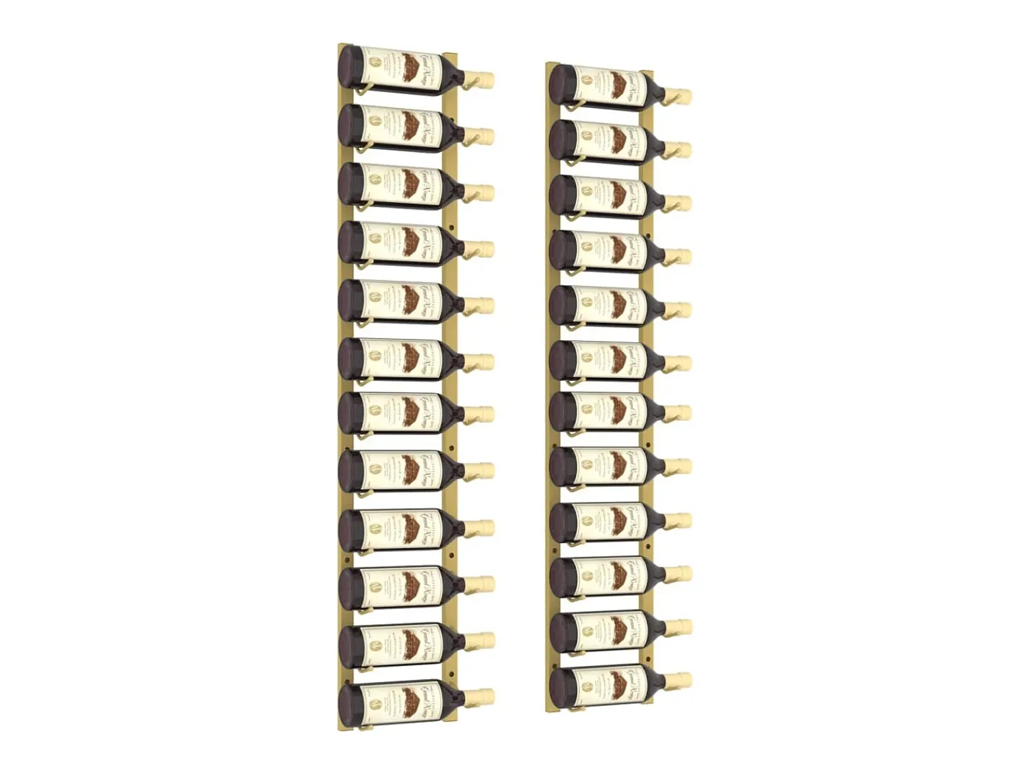 Acessórios De Arrumação|Acessório Vinho E Bar| Garrafeira de parede para 12 garrafas 2 pcs ferro PT817206 Dourado
