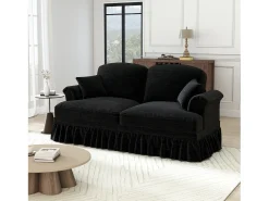 New DripeX Grande Sofá 2 Lugares em Chenille - Capa Removível e 2 Almofadas - 194x83.5x93cm - Preto
