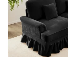 New DripeX Grande Sofá 2 Lugares em Chenille - Capa Removível e 2 Almofadas - 194x83.5x93cm - Preto