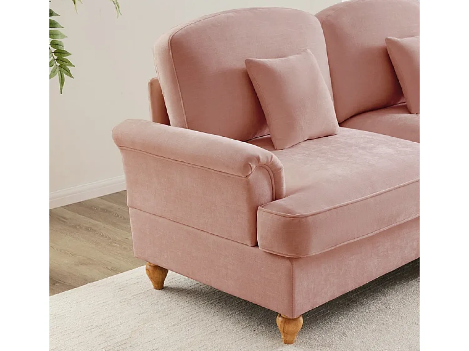 Sofá|DripeX Grande Sofá 2 Lugares em Chenille - Capa Removível e 2 Almofadas - 194x83.5x93cm - Rosa