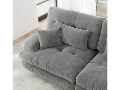 Sofá|DripeX Grande sofá cinza - 3 lugares - com 5 almofadas - estrutura madeira maciça - Pelúcia - 313x77x81cm Cinzento