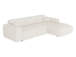 Sofá*Maison Céphy Grande sofá de canto direito convertível em tecido bouclé POGNI da Branco