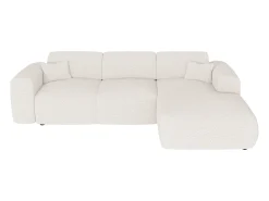 Sofá*Maison Céphy Grande sofá de canto direito convertível em tecido bouclé POGNI da Branco