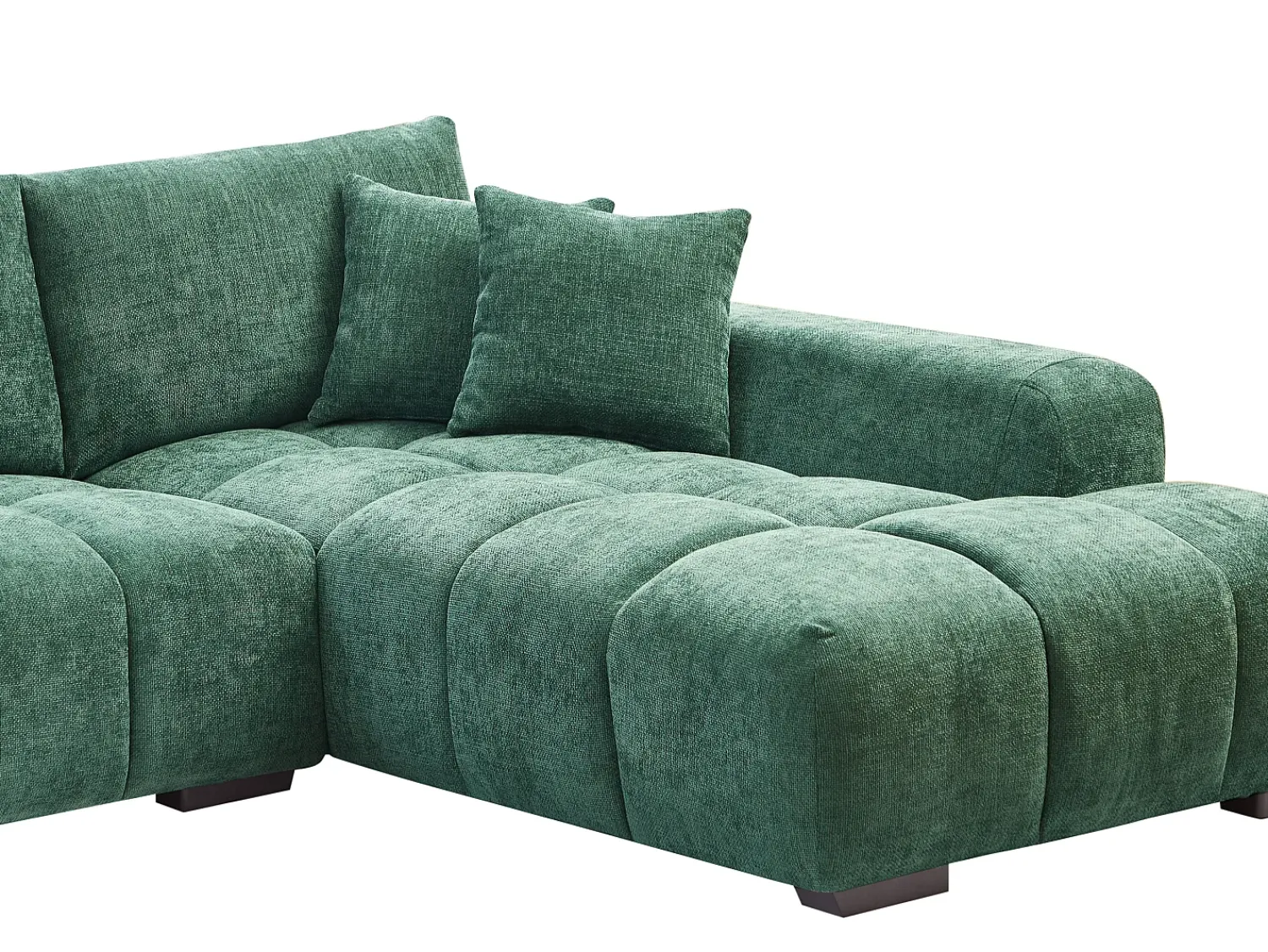 Clearance Vente-unique Grande sofá de canto em tecido texturizado BERENIA Verde