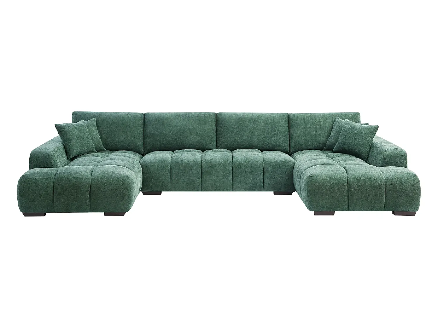 Clearance Vente-unique Grande sofá de canto em tecido texturizado BERENIA Verde