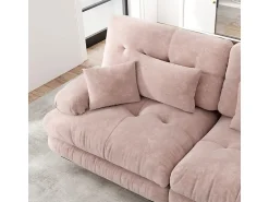 Clearance DripeX Grande sofá - 3 lugares - com 5 almofadas - estrutura madeira maciça - Pelúcia - 313x77x81cm Rosa