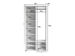 Guarda roupa moderna 90 cm roupeiro de entrada com espelho prateleiras e varão mate caxemira Bege