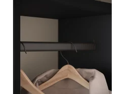 Móvel De Entrada| Guarda roupa moderna 90 cm roupeiro de entrada com espelho prateleiras e varão mate grafite Preto
