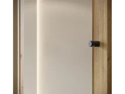 Móvel De Entrada| Guarda roupa moderna 90 cm roupeiro de entrada com espelho prateleiras e varão mate artisan Natural claro