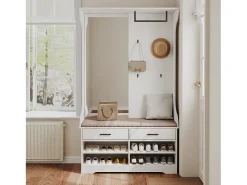 Guarda-roupa de corredor com espelho, ganchos e sapateira - Design moderno^ Móvel De Entrada
