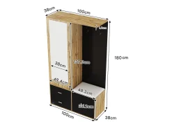ModernLuxe Guarda-roupa 100x38x108.1 cm - Com espelho - Com sapateiro - Com ganchos e cabides retráteis - Preto + Natural^ Móvel De Entrada