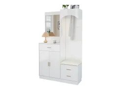 Clearance Merax Guarda-roupa/armário combinado e sapateira com espelho + 1 gaveta + 3 portas - 110 x 33 x 185,5 - MDF - Branco