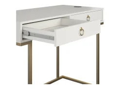 Consola|CosmoLiving by Cosmopolitan Haven | Secretária de computador com prateleira de efeito nogueira Cinzento