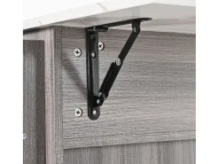 Móvel De Arrumação|ModernLuxe Ilha central de cozinha com 3 gavetas e portas de armazenamento - Tampo extensível - Pés em rodas ou em madeira - Cinza Cinzento