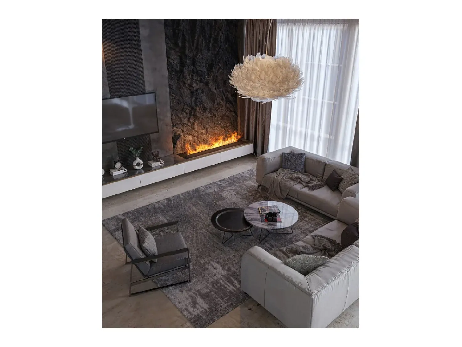 Lareira| Invapo Insert 1800 Lareira embutida a vapor de água - Chama multicolorida, efeito 3D e controle por aplicativo, tanque de 3,6 l - 180 cm Preto