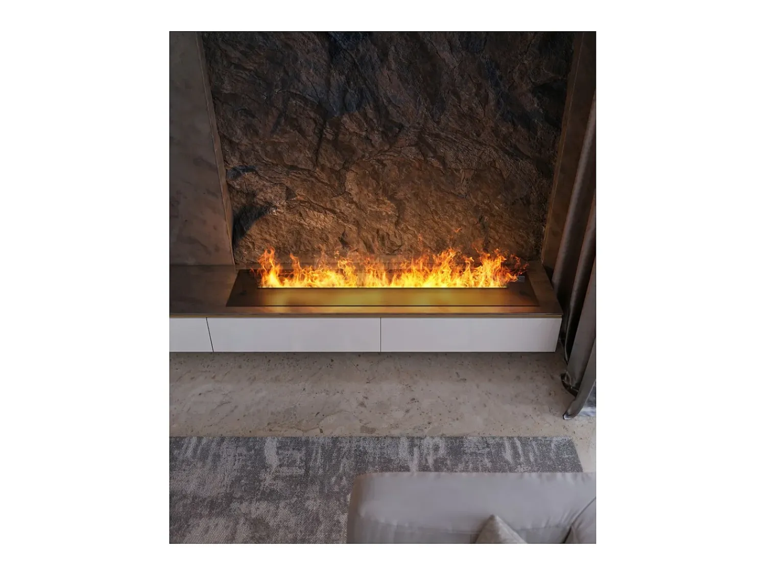 Lareira| Invapo Insert 1800 Lareira embutida a vapor de água - Chama multicolorida, efeito 3D e controle por aplicativo, tanque de 3,6 l - 180 cm Preto